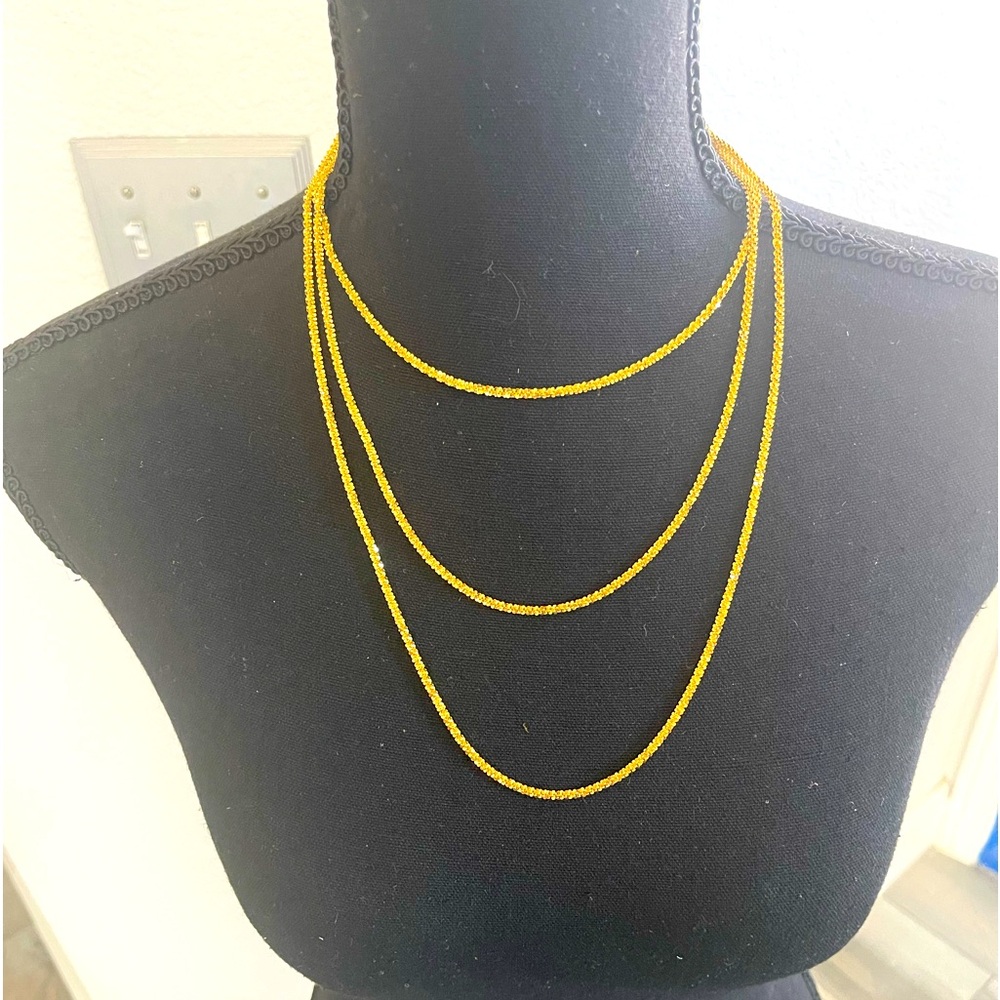 ITALY three layer gold chain 17”L last layer hangs 13”clipped on great piece